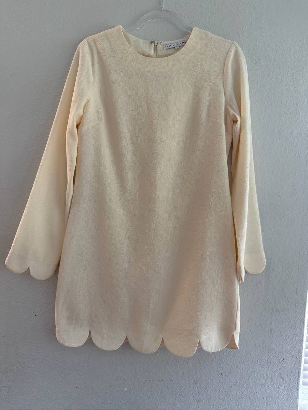 English Factory Cream Textured Crewneck Tunic Dress